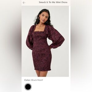 Free People Plum Floral Smocked Mini Dress